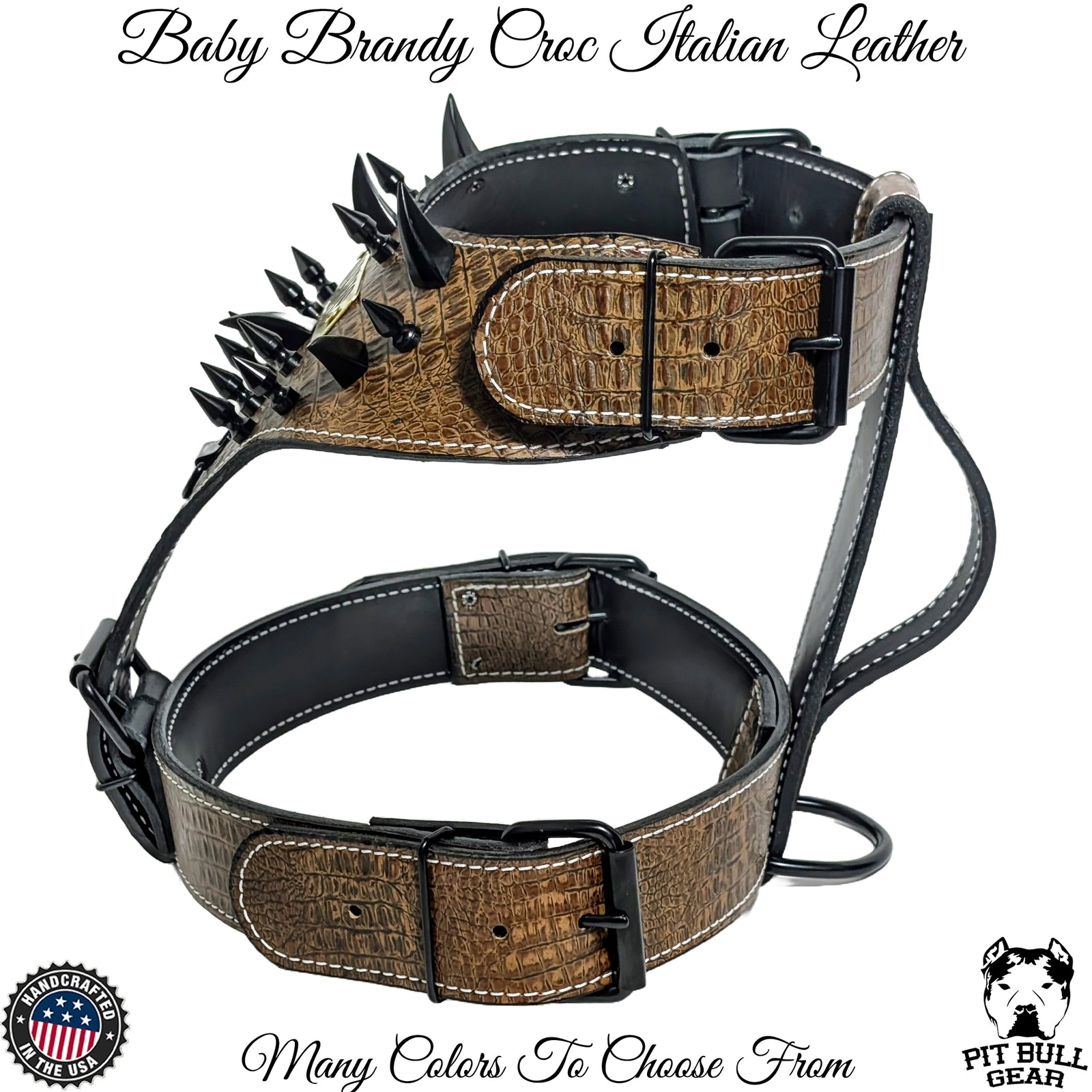 Y04 - Custom Leather Spiked Harness with Dragon Claw & 1" Tree Spikes – Personalized Name Plate