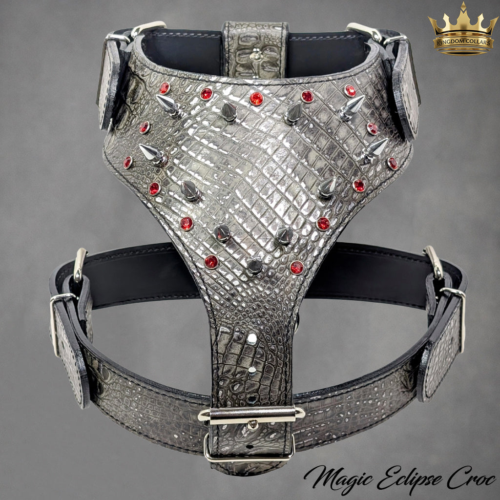 Spikes & Gems Leather Dog Harness | PIT BULL GEAR