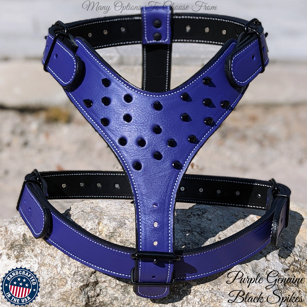 Y62 - Arnés de cuero con pinchos para perros