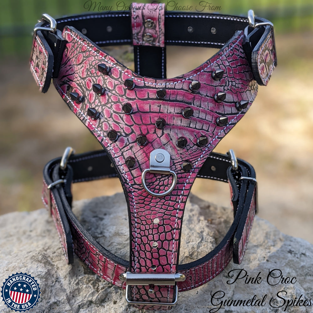 Y62 - Arnés de cuero con pinchos para perros