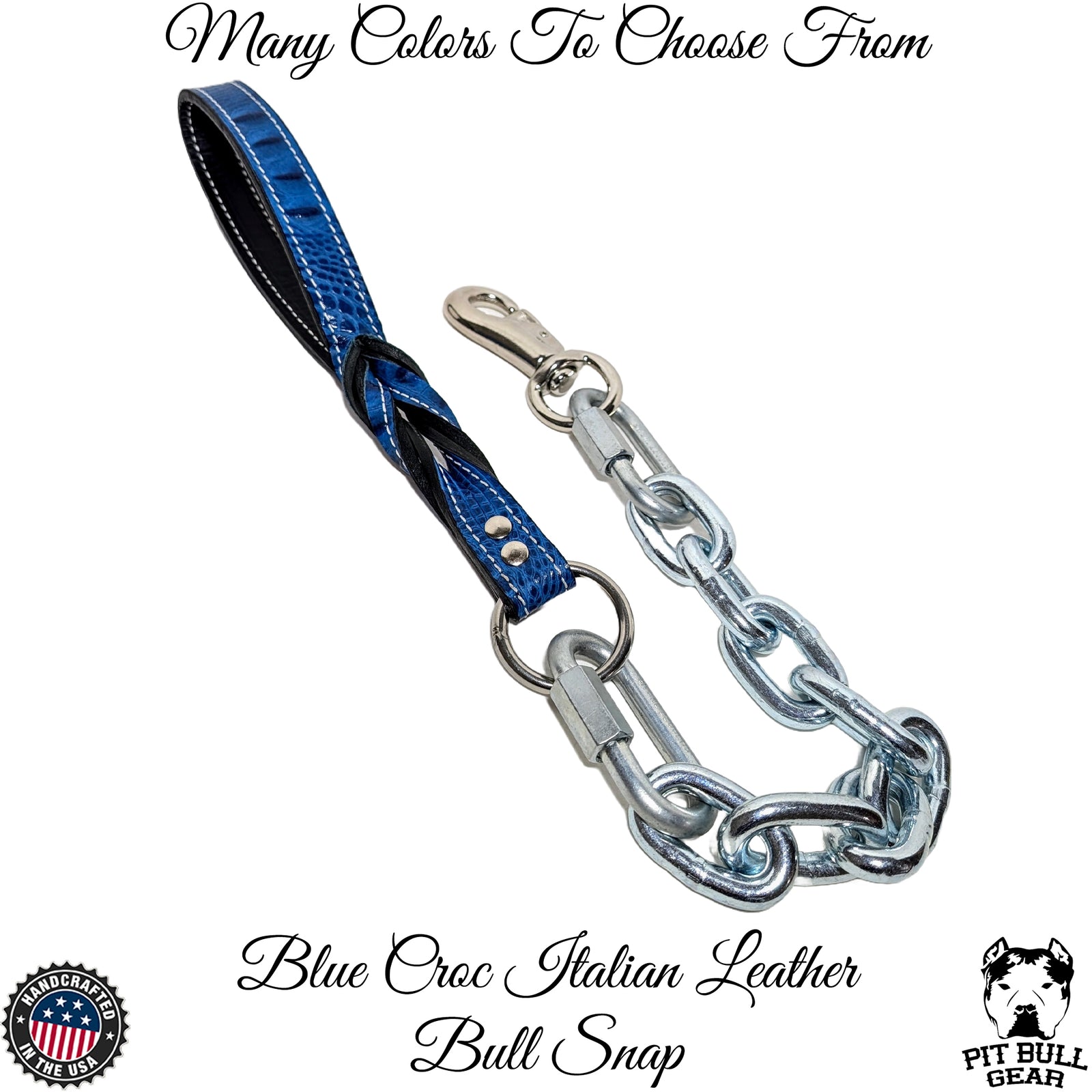 Super Heavy Chain Lead | Leather Handle | Nickel Plated | Large & Extra Strong Dogs