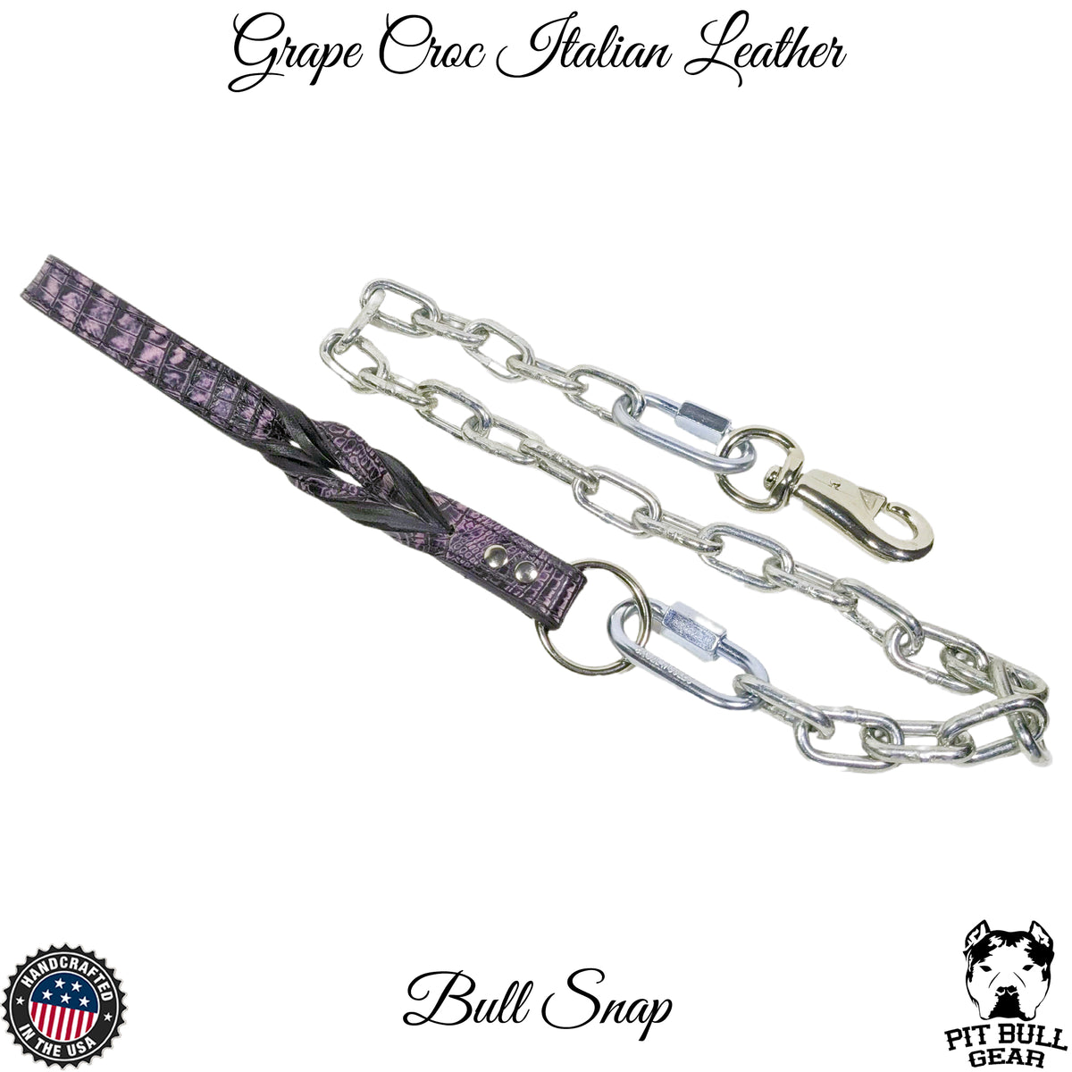 Correa de cadena para perros con asa de cuero