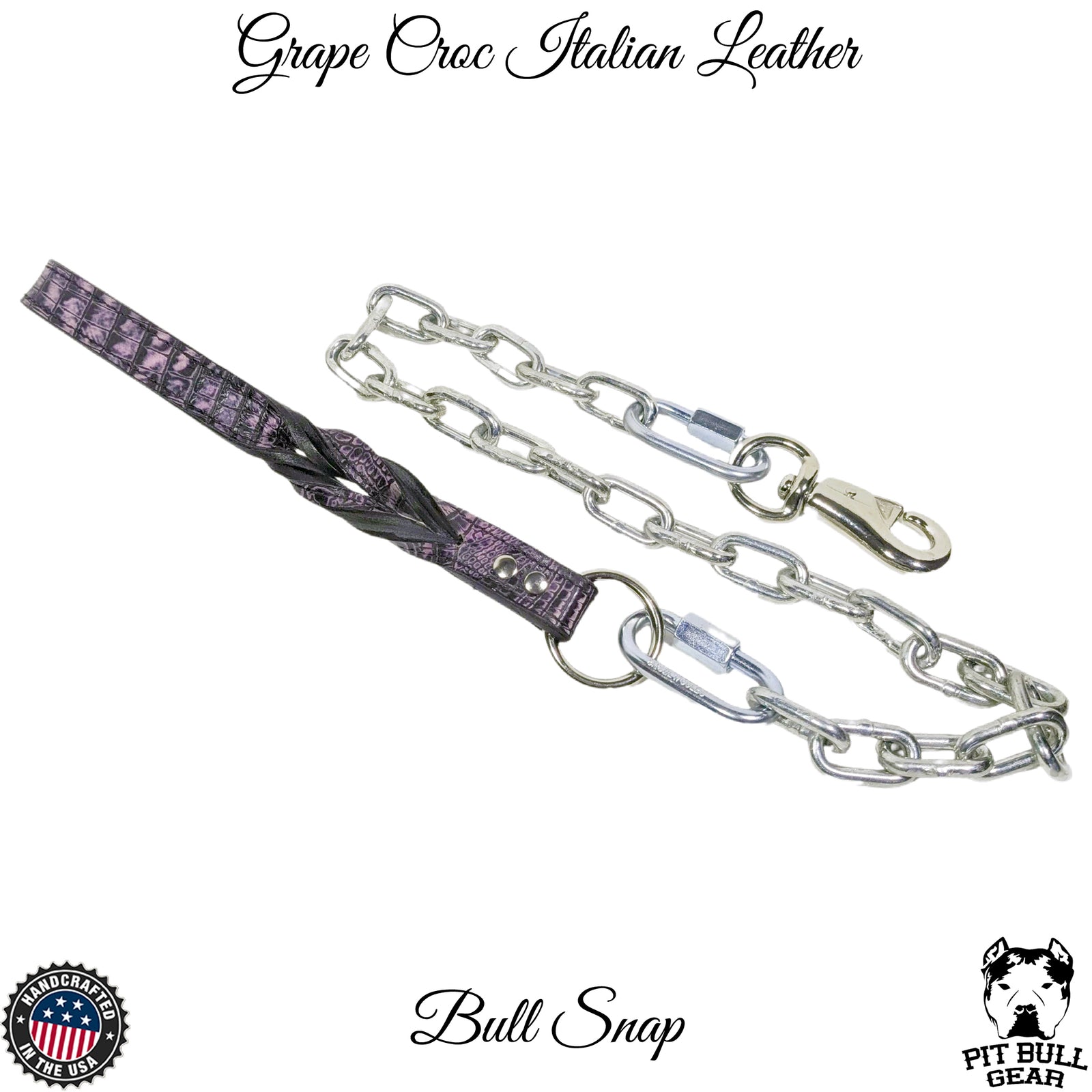 Correa de cadena para perros con asa de cuero