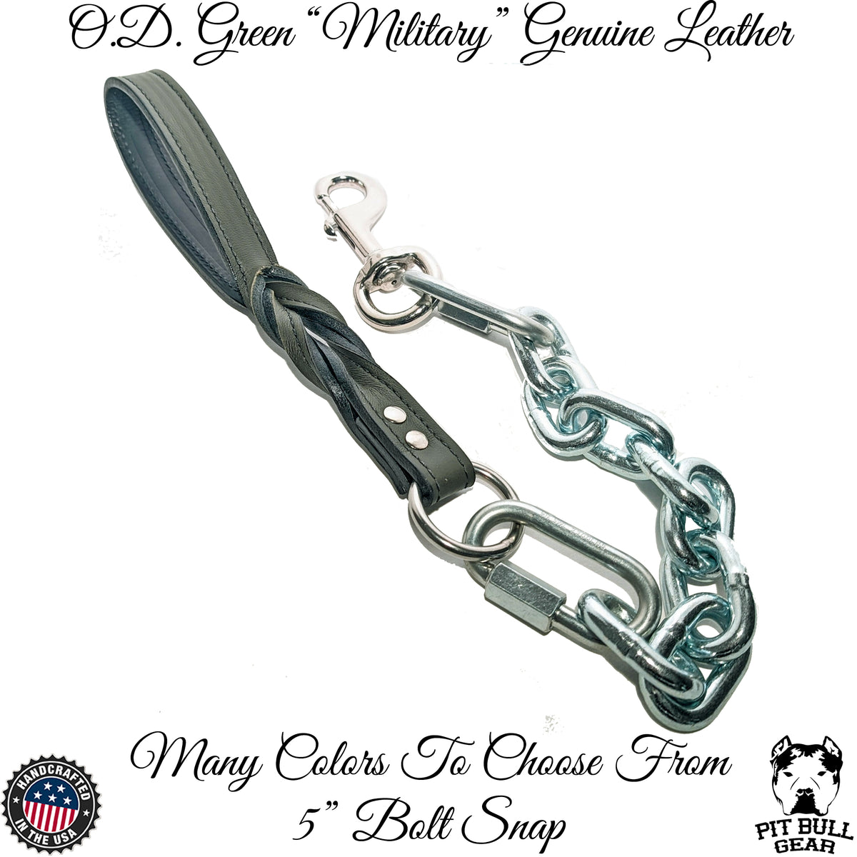 Super Heavy Chain Lead | Leather Handle | Nickel Plated | Large & Extra Strong Dogs