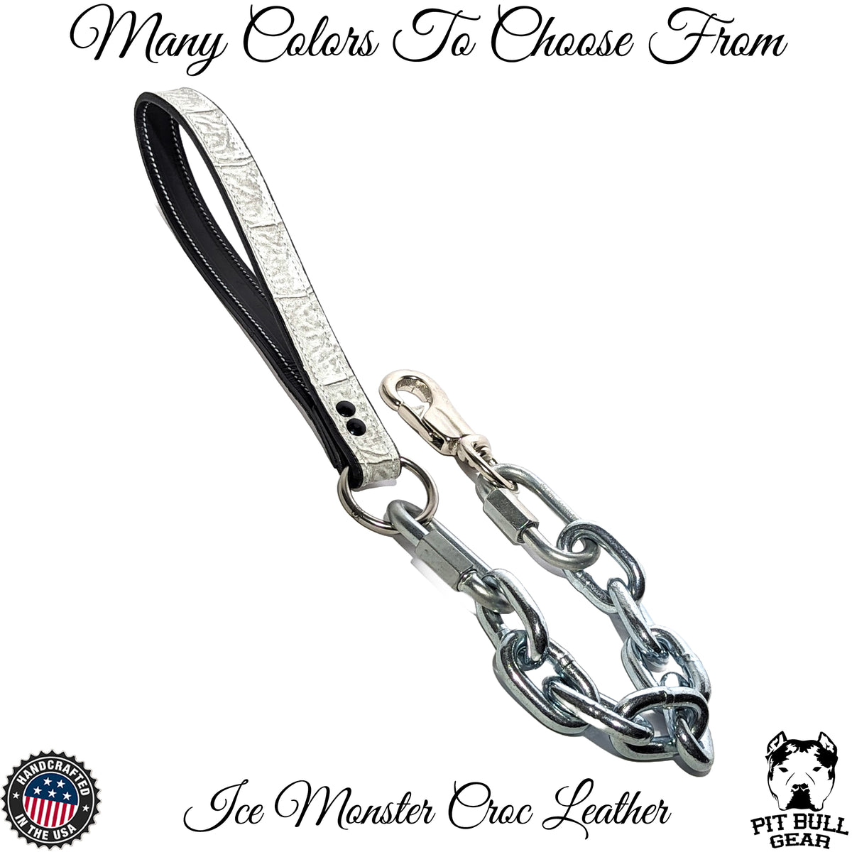 Super Heavy Chain Lead | Leather Handle | Nickel Plated | Large & Extra Strong Dogs