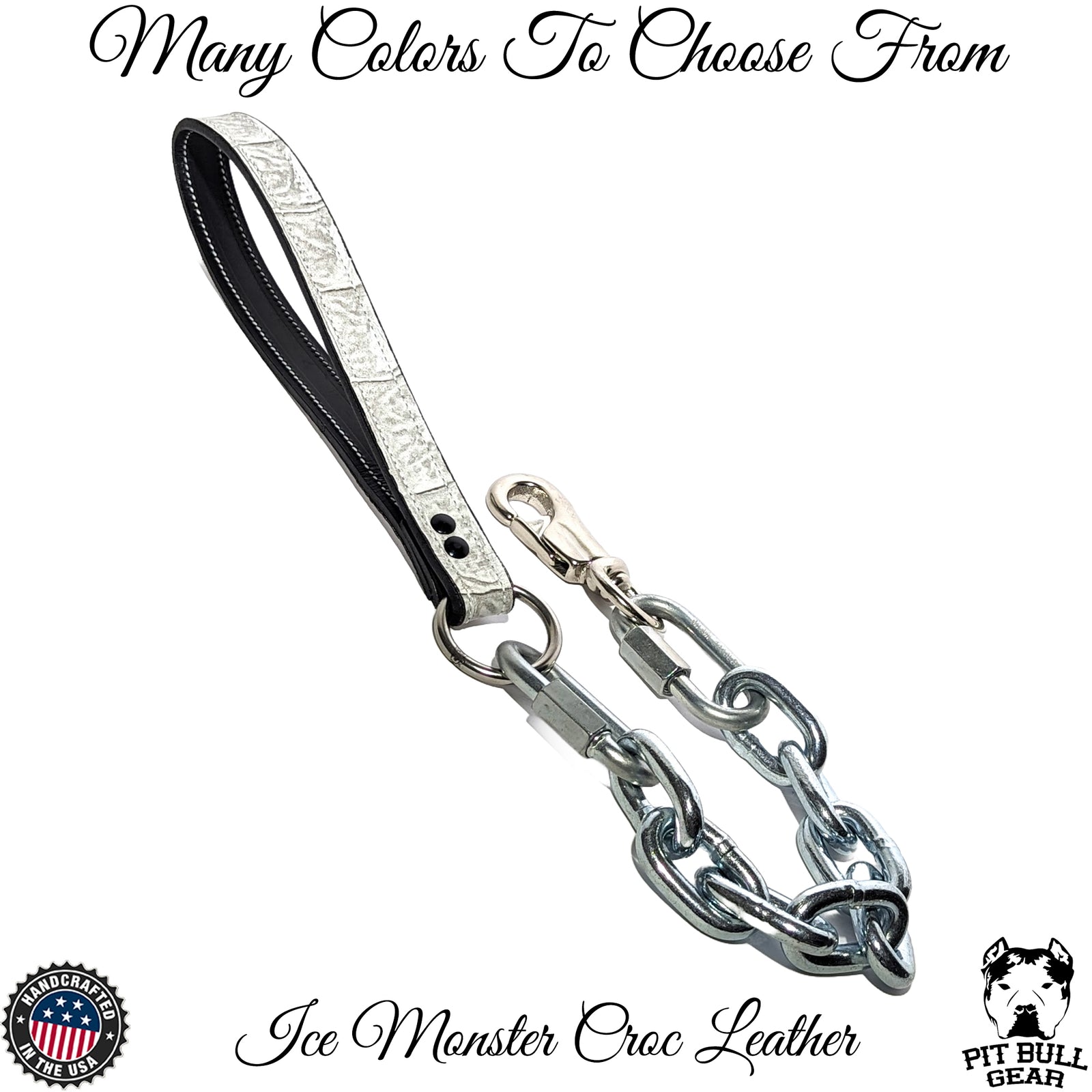 Super Heavy Chain Lead | Leather Handle | Nickel Plated | Large & Extra Strong Dogs