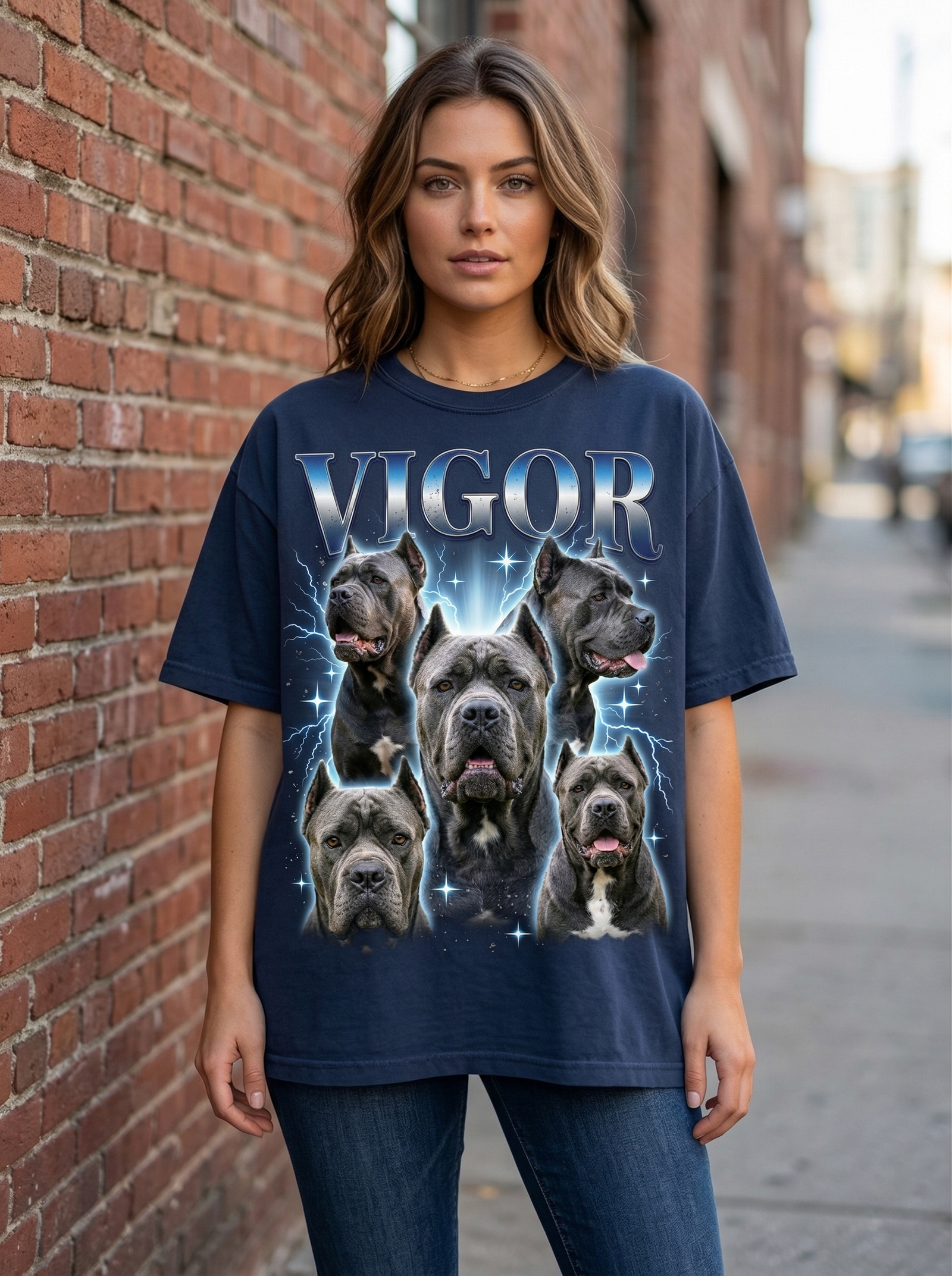 Custom Bootleg Vintage Dog Portrait T-Shirt | 90s Rap Style Pet Tee