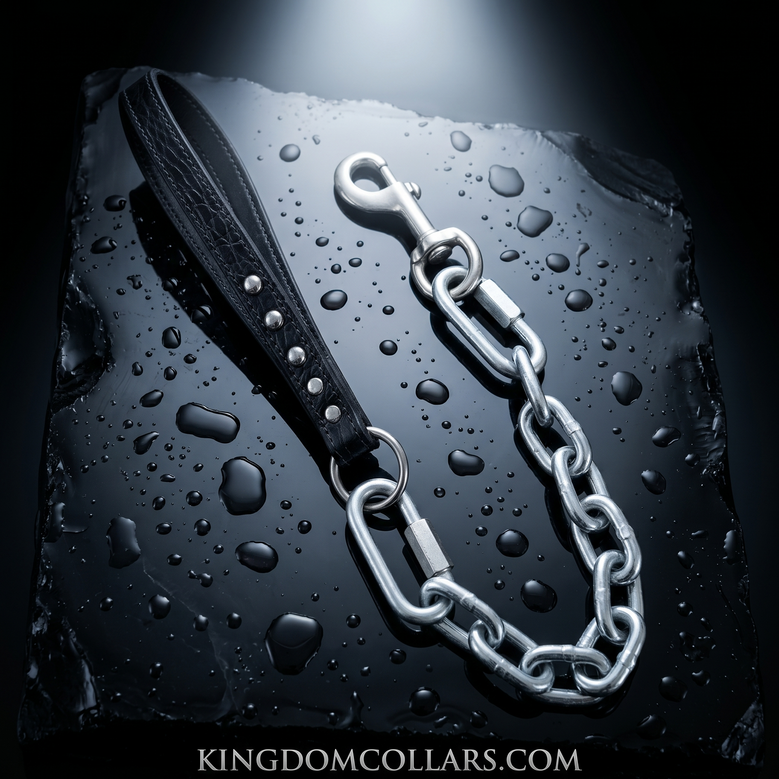 Super Heavy Chain Lead | Studded Italian Leather Handle | 30" | Large & Extra Strong Dogs