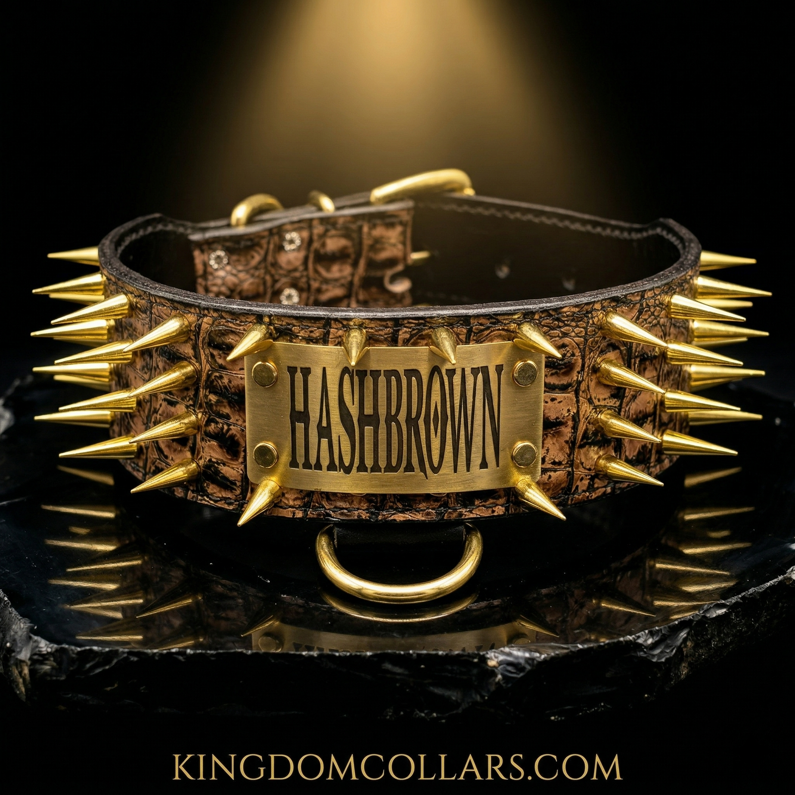 J16 - Custom Made 2.5" Wide Italian Leather Spiked Dog Collar