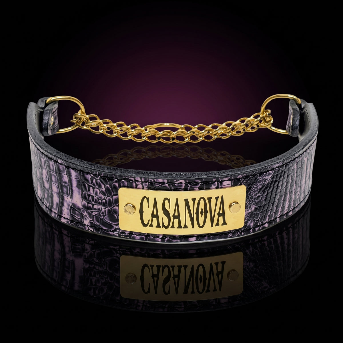Personalized Italian Leather Martingale Dog Collar, 2" Wide