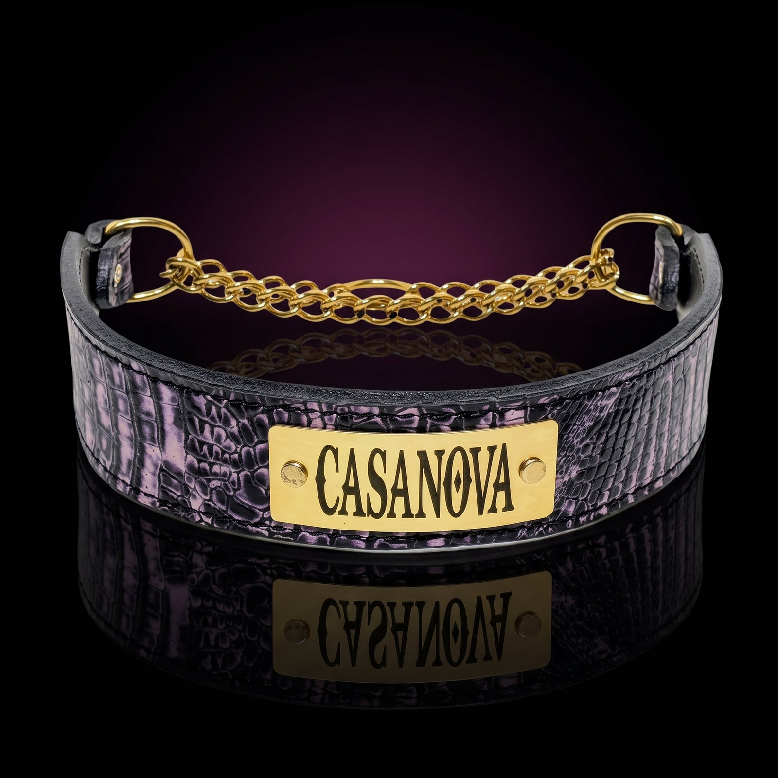 Personalized Italian Leather Martingale Dog Collar, 2" Wide