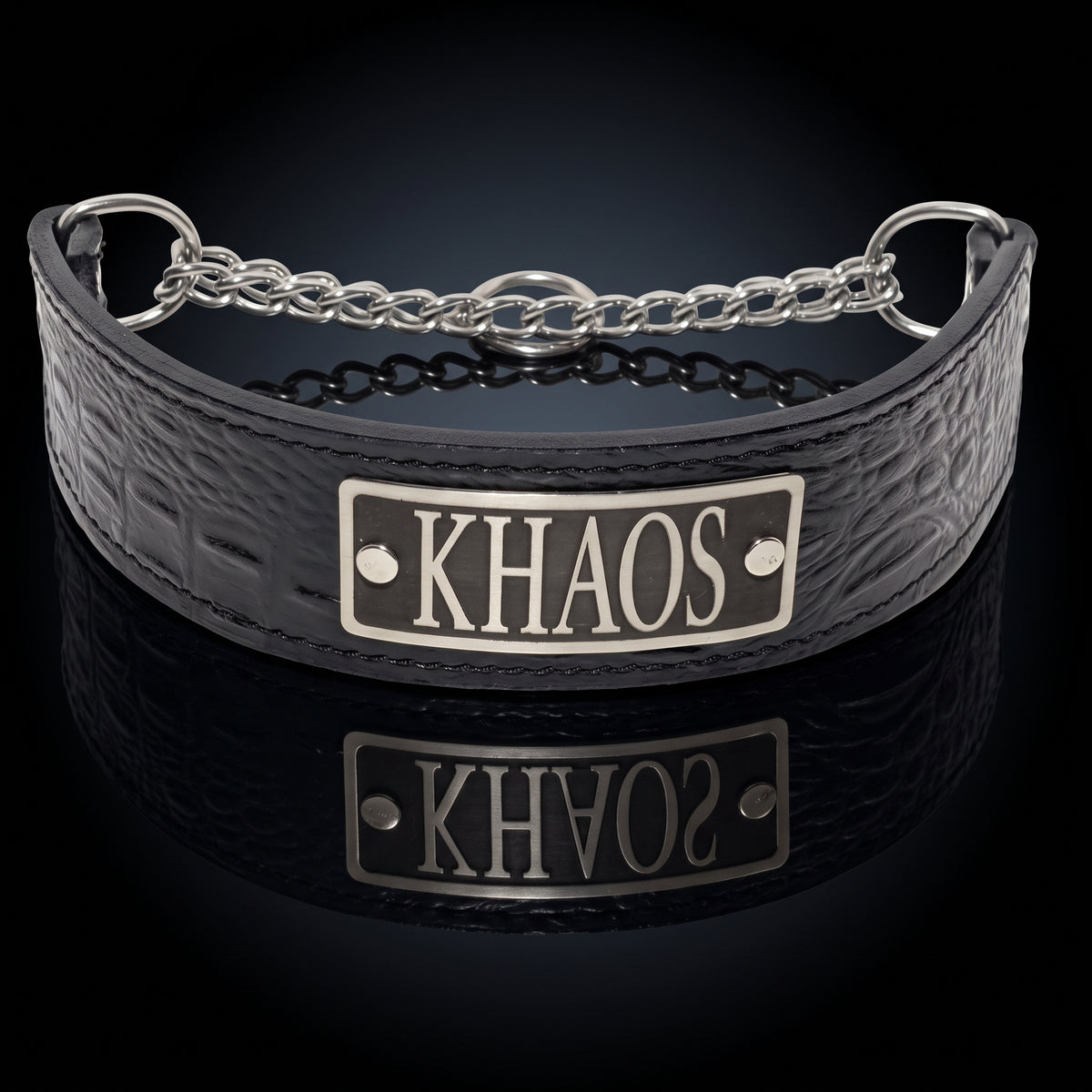 Personalized Italian Leather Martingale Dog Collar, 2" Wide