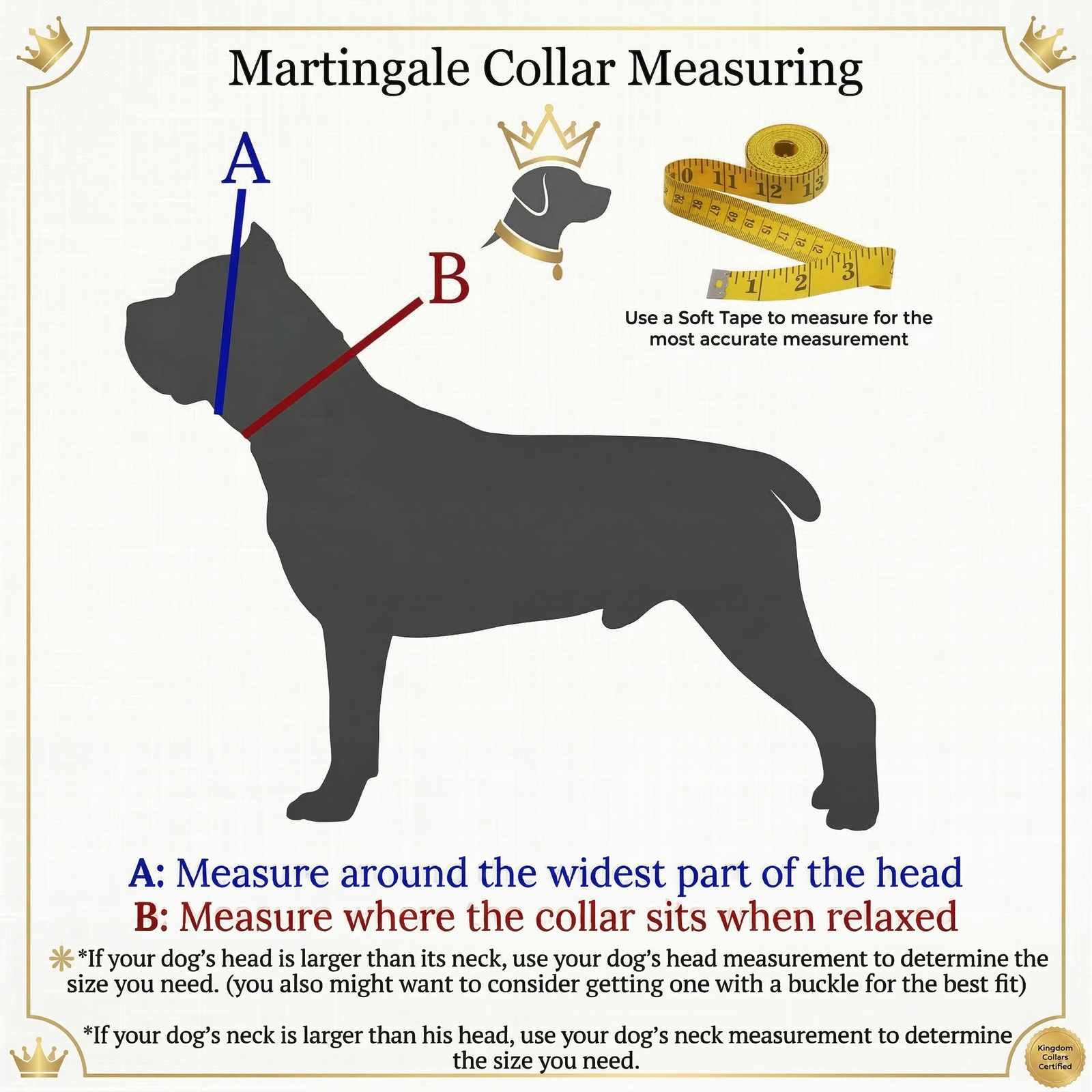 LM8N - 1.5" Leather Martingale Dog Collar Personalized Name Plate