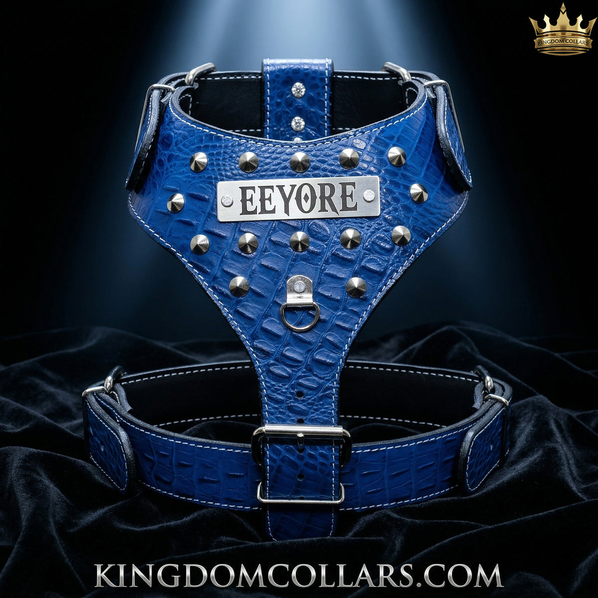 NH10 - Custom Made Italian Leather Personalized Harness with Cone Studs