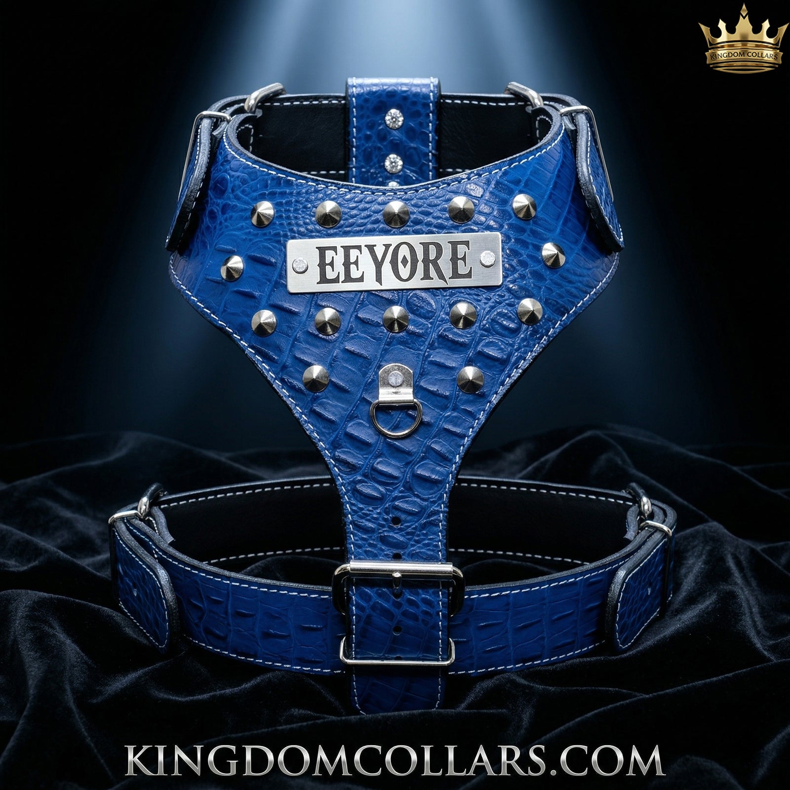 NH10 - Custom Made Italian Leather Personalized Harness with Cone Studs