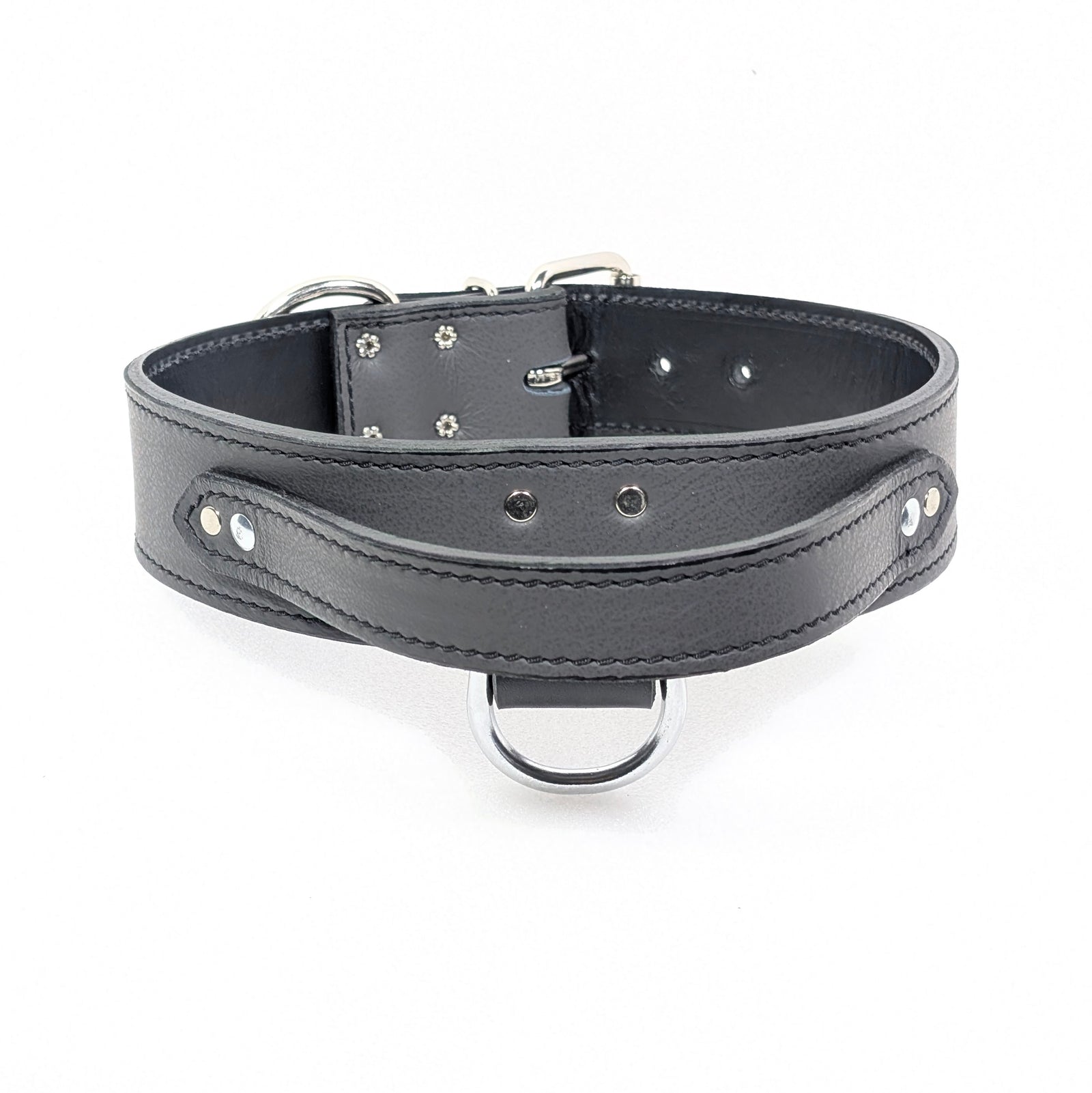 AGT1 - 2" Wide Leather Agitation Dog Collar with Handle