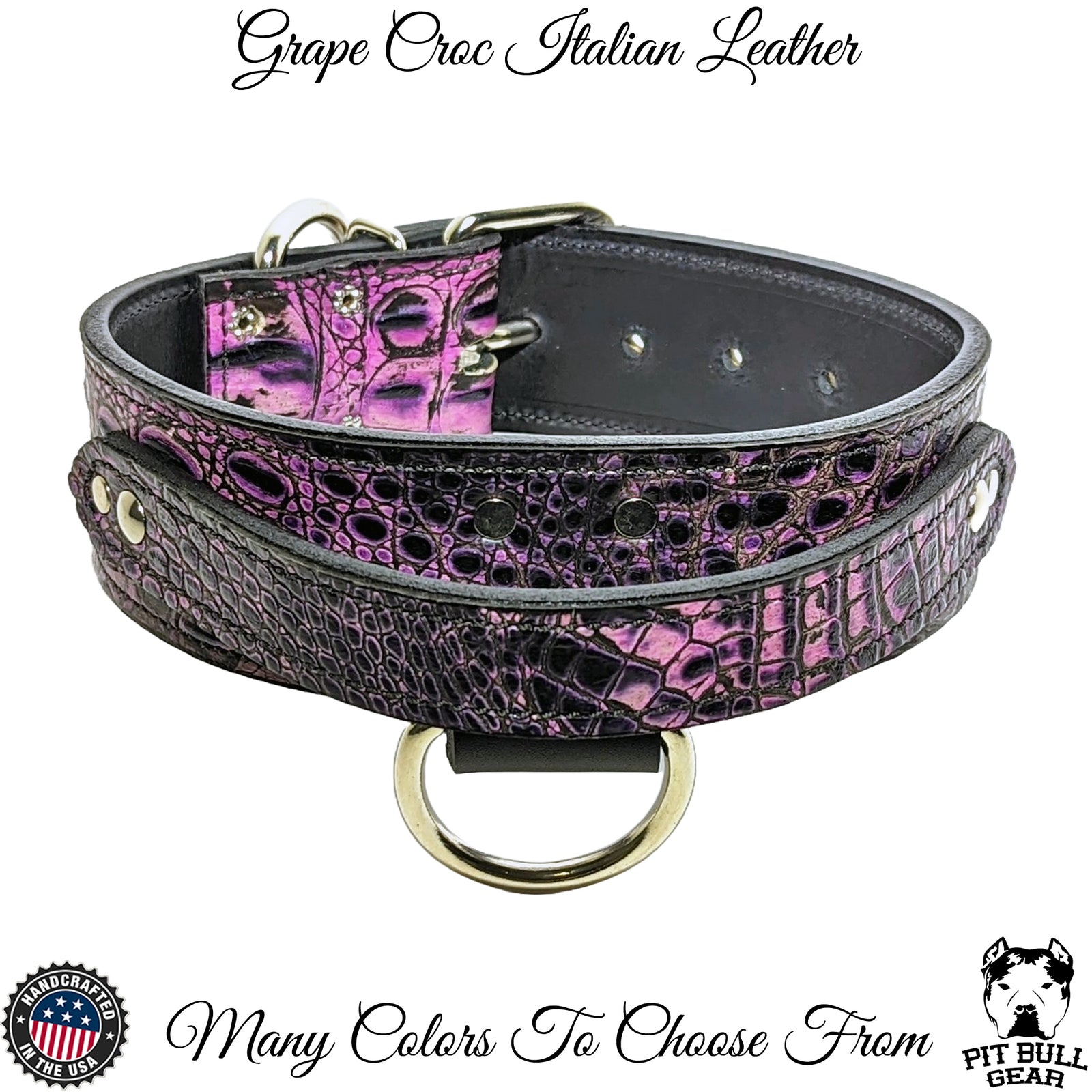 AGT1 - 2" Wide Leather Agitation Dog Collar with Handle