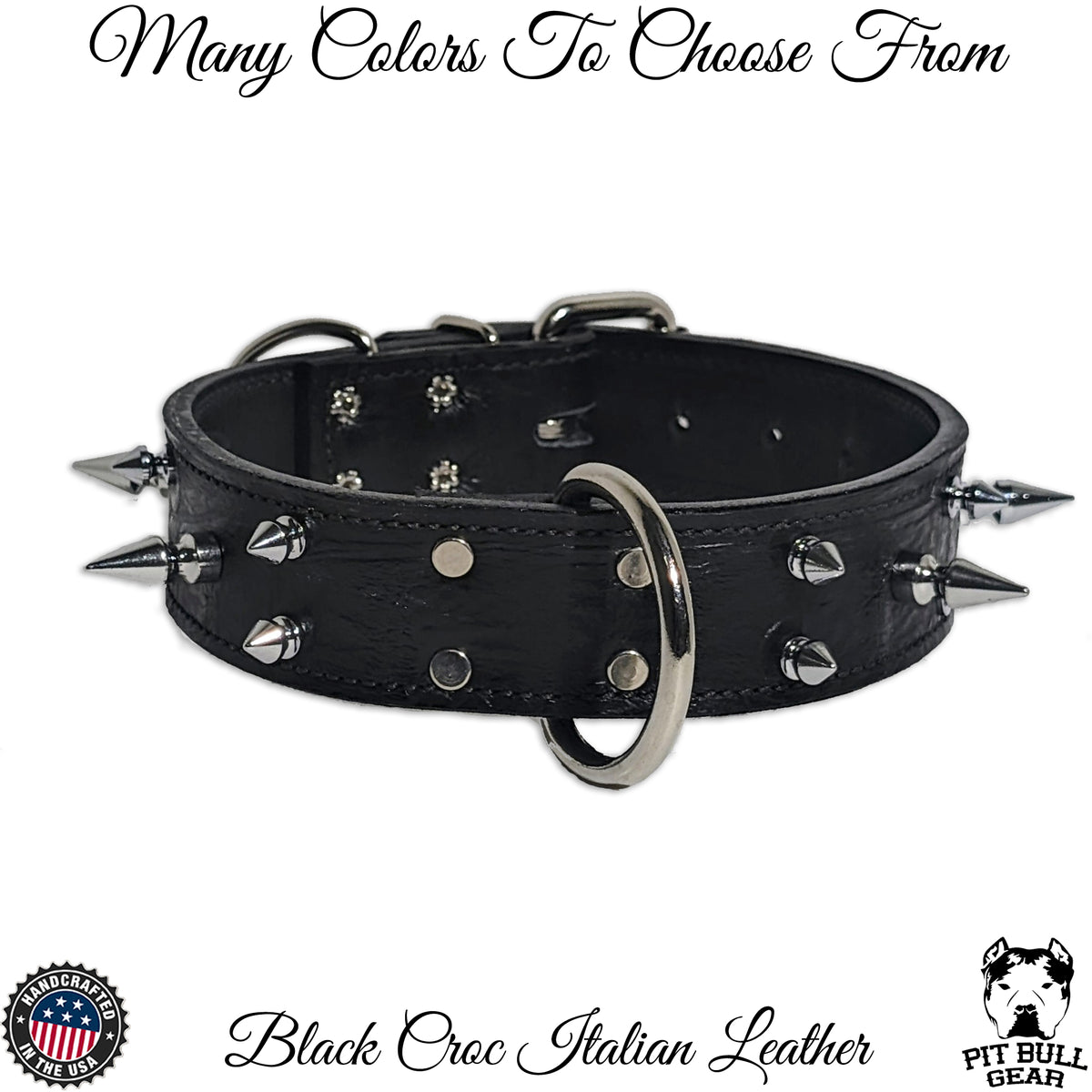 Collar de cuero con pinchos para perros, collar de protección para perros, 1,5" de ancho - V17