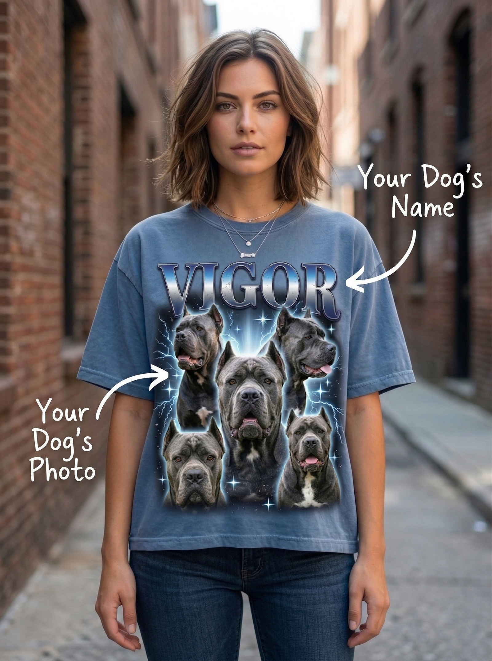 Custom Bootleg Vintage Dog Portrait T-Shirt | 90s Rap Style Pet Tee