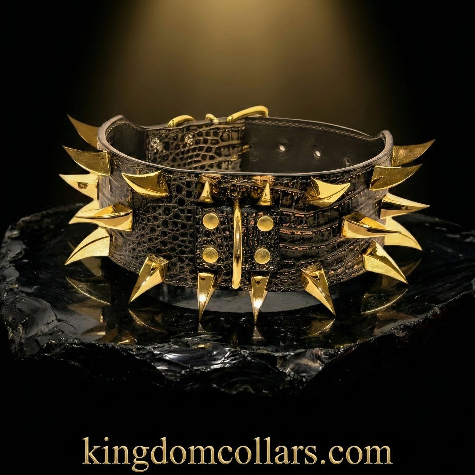 X24 - Collar de cuero para perros de 3" de ancho con púas en forma de garra de dragón