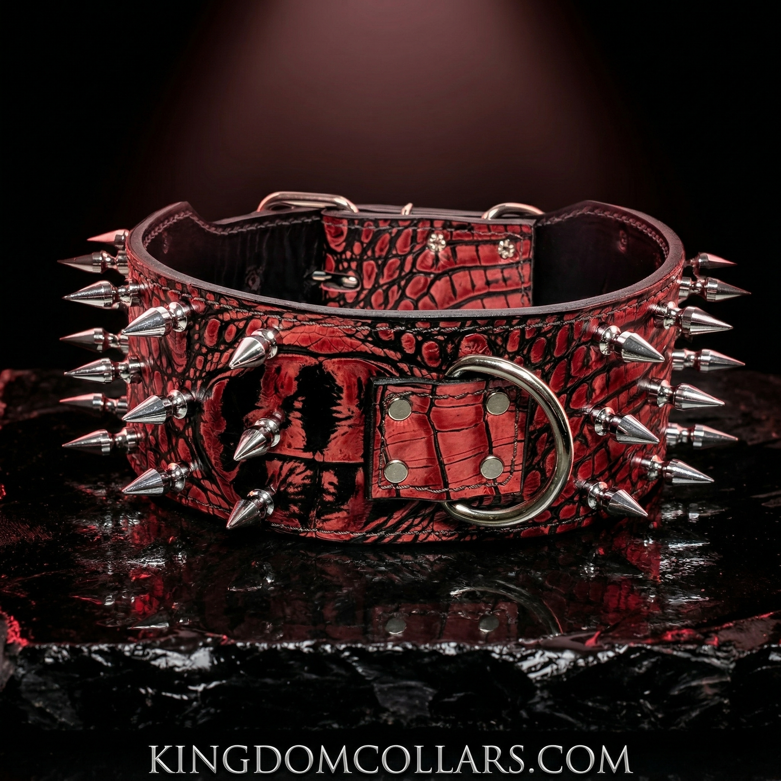 X43 - Collar de cuero con pinchos para perros de 3" de ancho