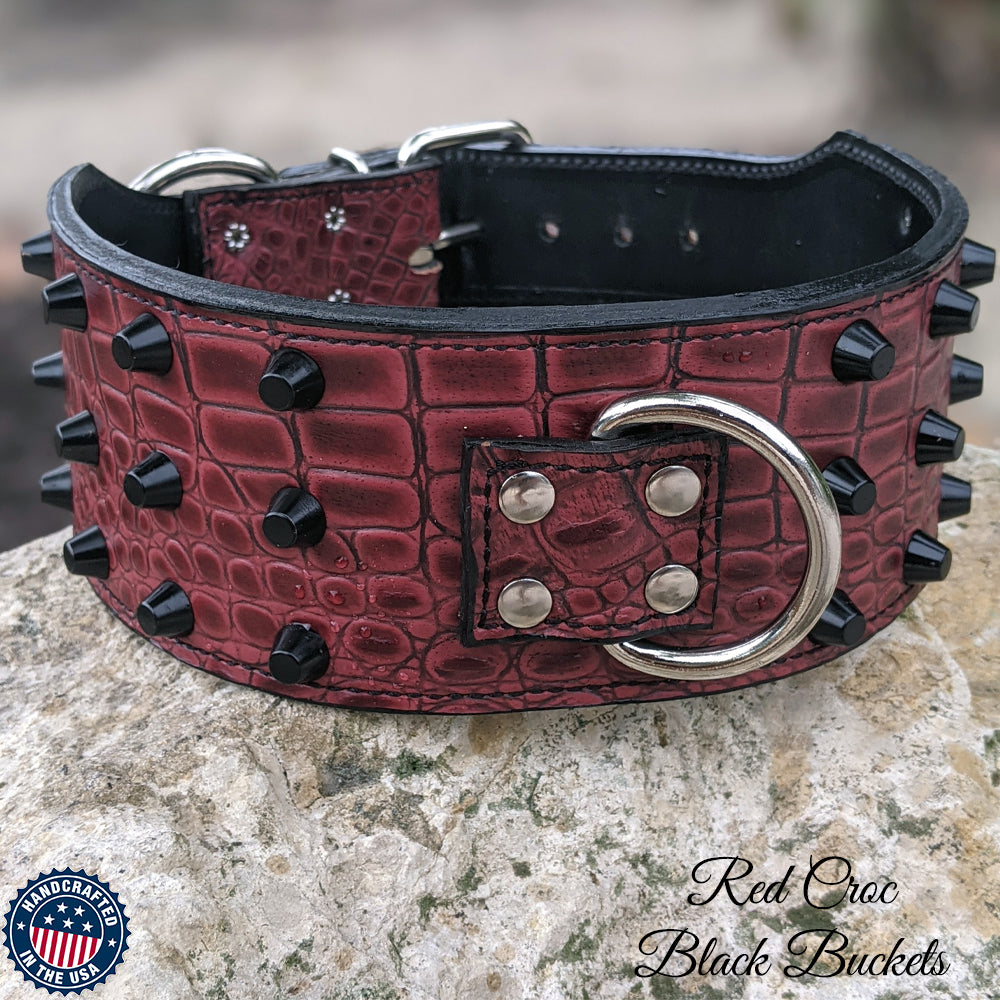 Collar de cuero tachonado para perros, collar de cuero para razas grandes de 3" de ancho - X9