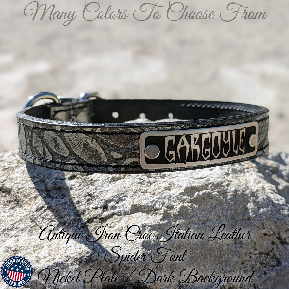 Collar de cuero para perro con placa de identificación personalizada Collar de 1" hecho a medida - NU1