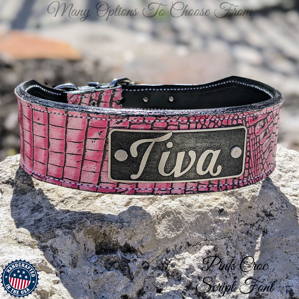 TW42 - Collar con placa de identificación de cuero cónico de 2"