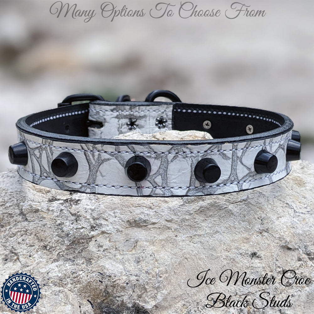 U6 - 1" Colar de couro com tachas largas