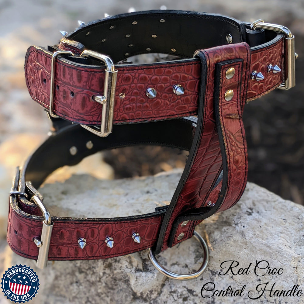 Y62 - Arnés de cuero con pinchos para perros