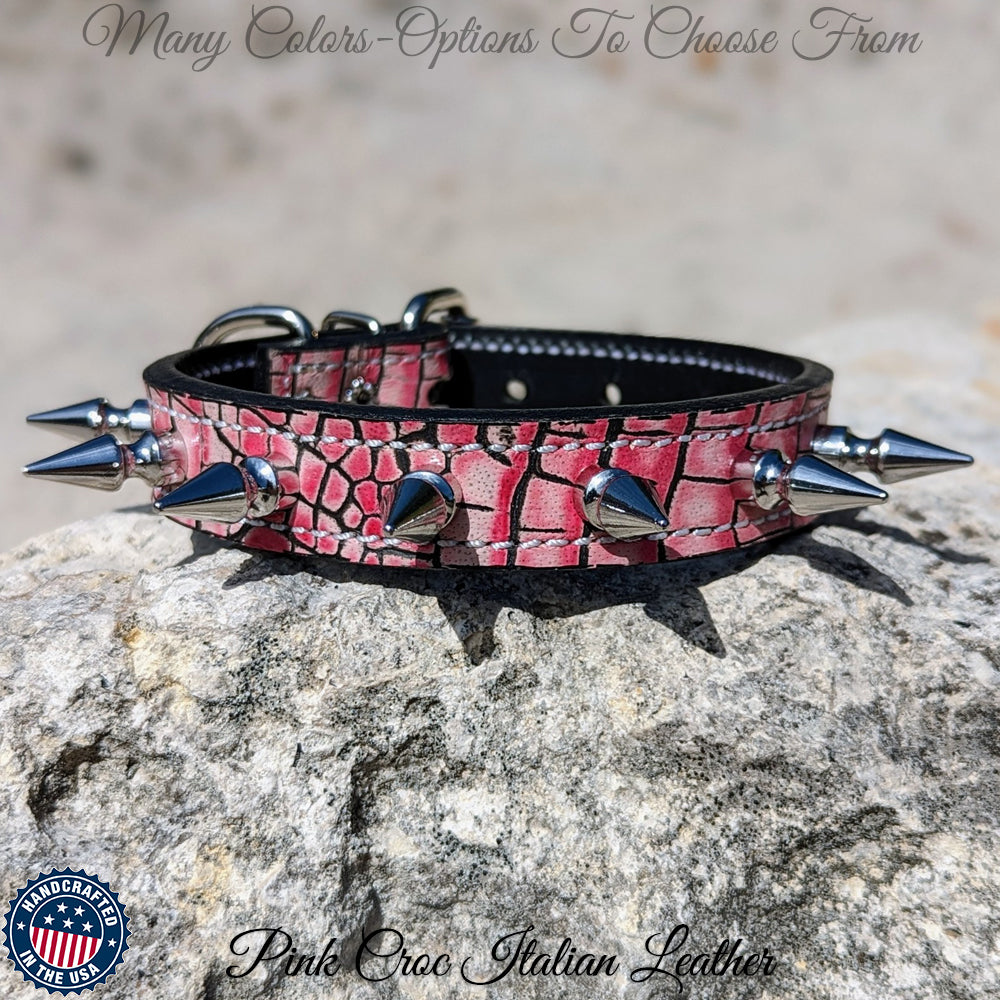 U5 - 1" Wide Leather Spiked Dog Collar